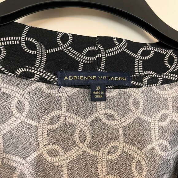 ADRIENNE VITTADINI Top Women's 3X Black White Front Tie Lightweight Blouse - Picture 2 of 6